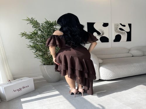 فستان بني قصير G104