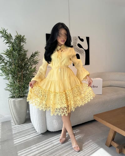 فستان اصفر قصير G153