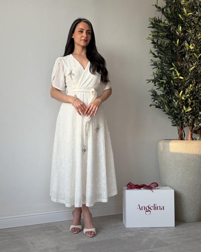 فستان سكري تطريز خرز G239