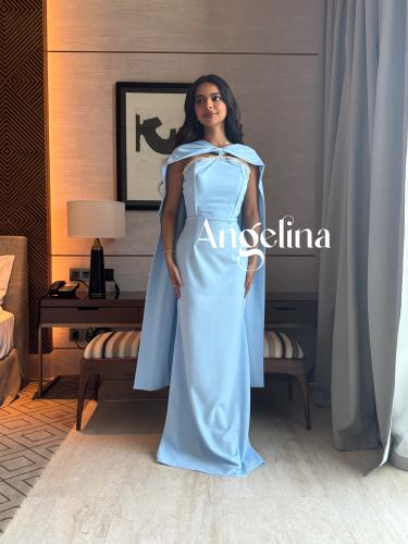 فستان سماوي بشال