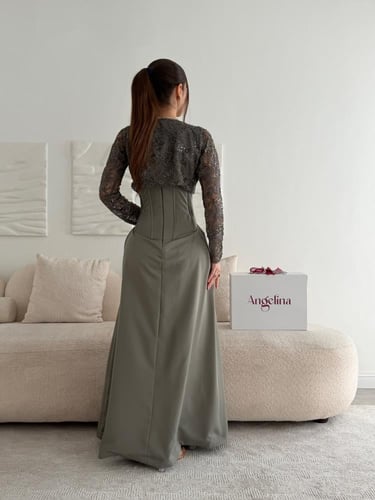 فستان سهرة رصاصي G275