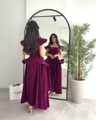 فستان ارجواني مخمل جوخ G127