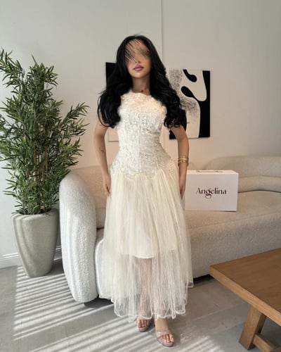 فستان سكري ميد دانتيل G190