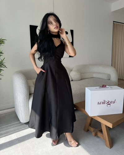 فستان ميد اسود G110