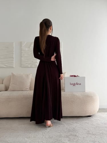 فستان بورغندي سهرة ناعم G279