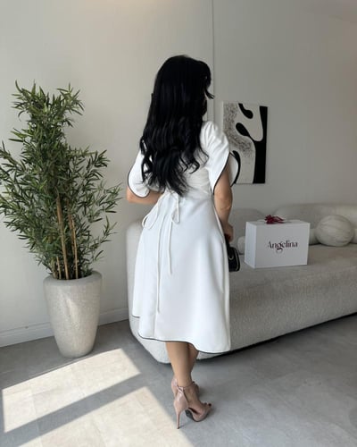 فستان قصير ابيض G281