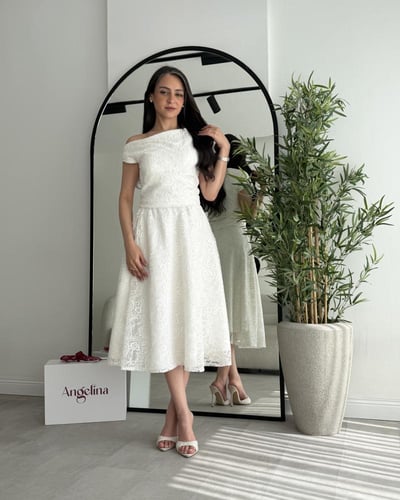 فستان قصير دانتيل سكري G222