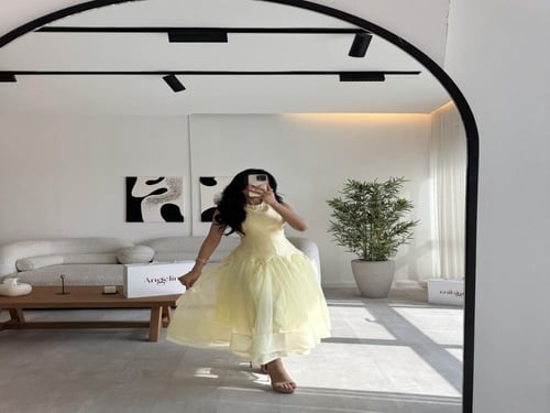 فستان اصفر ميد G107