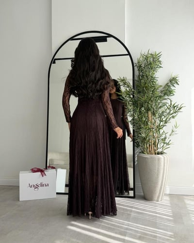 فستان دانتيل موكا G131