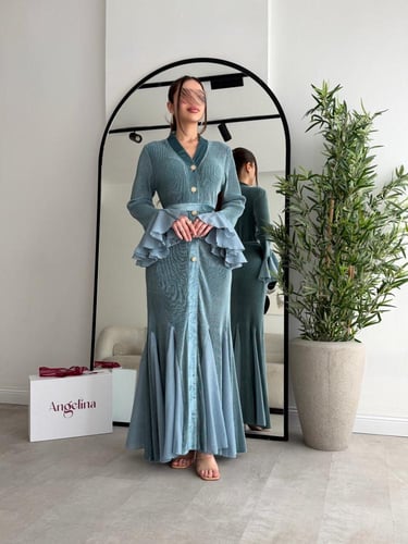 فستان شكل جلابيه مخمل G246