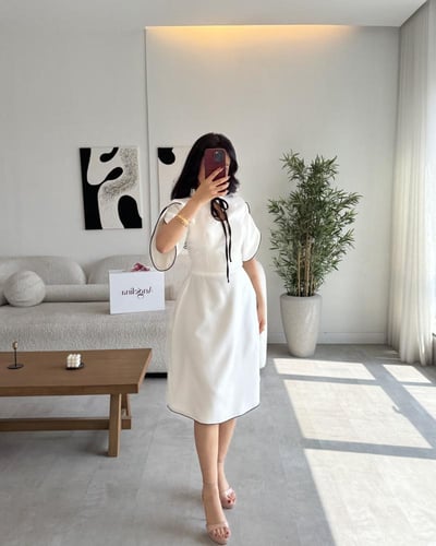فستان قصير ابيض G281