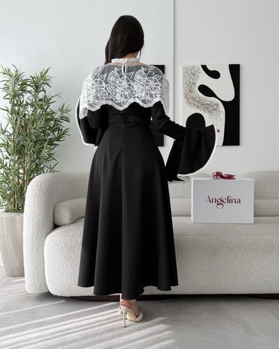 فستان ميدي اسود قطعتين G226