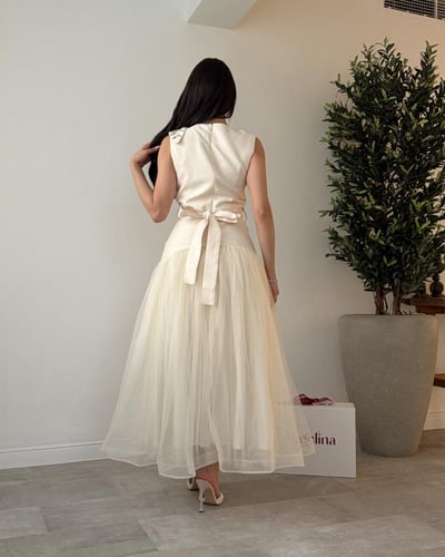 فستان ميد لون بيج G238