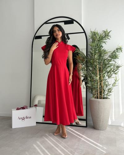 فستان احمر ميد ناعم G165