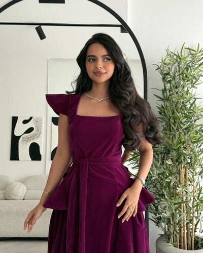 فستان ارجواني مخمل جوخ G127