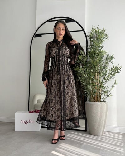 فستان اسود دانتيل G211