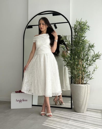 فستان قصير دانتيل سكري G222