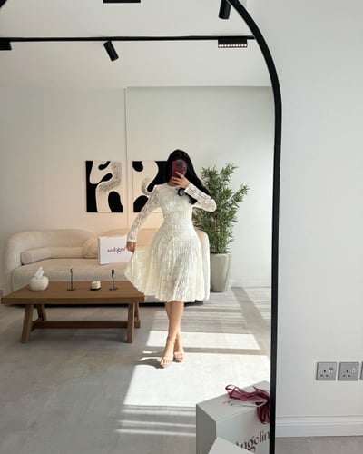 فستان قصير سكري دانتيل G139