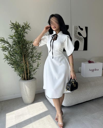 فستان قصير ابيض G281