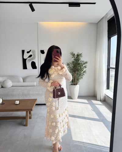 فستان ميد بيج مورد راقي G265