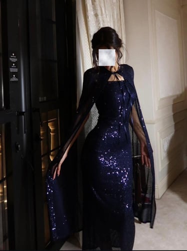 فستان كحلي ترتر قطعتين