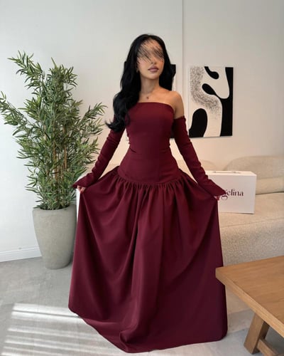 فستان بورغندي ناعم