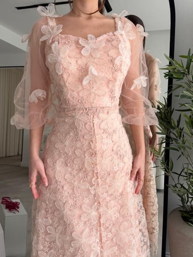 فستان ميدي لحمي تل مورد G254