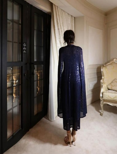 فستان كحلي ترتر قطعتين