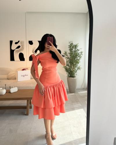 فستان قصير طوبي ربط كتف G196