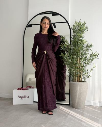 فستان بورغندي سهرة G208