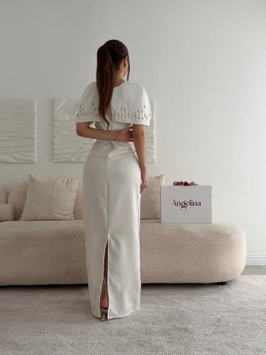 فستان سكري قطعتين مطرز G280