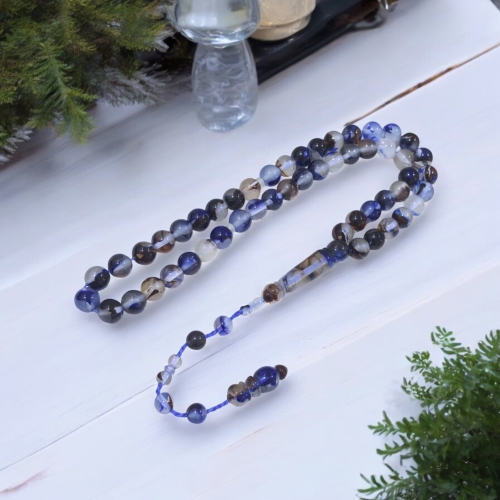 سبحه بكلايت بلجيكي مضيئه ازرق مموج