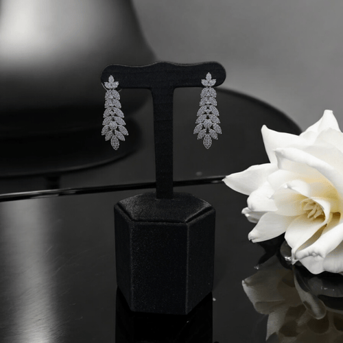 طقم سهرة زركون ابيض تصميم الماس فاخر تصميم الماس