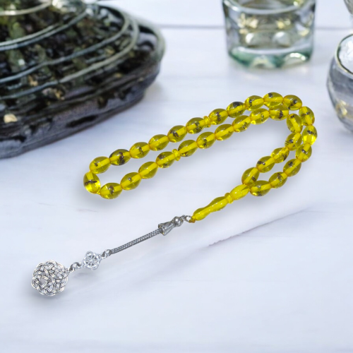 سبحه تراب الكهرمان محشر اصفر