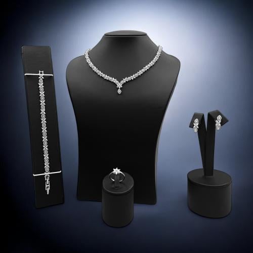 طقم اكسسوار نسائي سهره زركون تصميم الماس