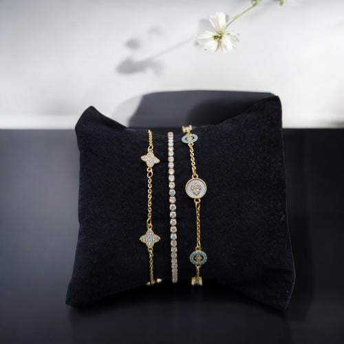 سلاسل يد نسائيه مميزه اللون ذهبي 3 قطع