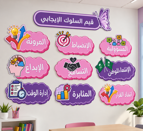 قيم السلوك الايجابي / ملون + تغليف حراري