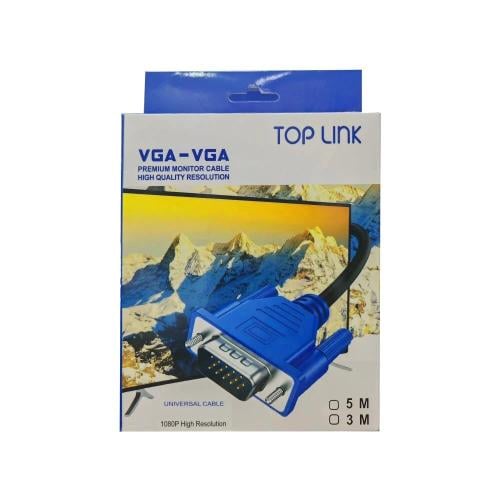 كيبل شاشة توب لنك 5 متر CABEL TOPLINK VGA TO VGA 5...