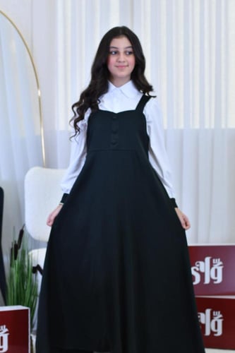 مريول زيتي متوسط بتصميم مع كسرات