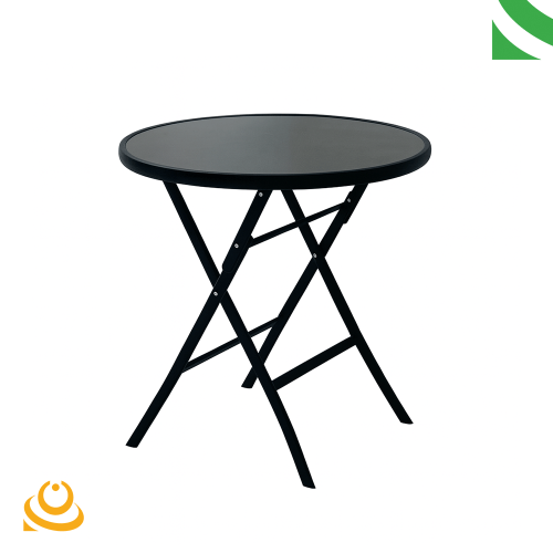 طاولة طعام اسود زجاج 80×80 مدور رقم