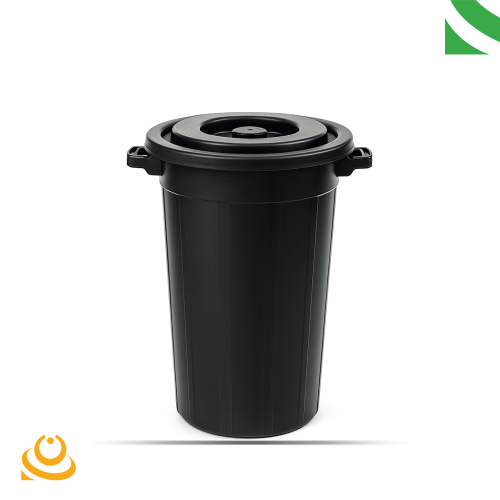سطل 65 لتر اسود مع الغطاء