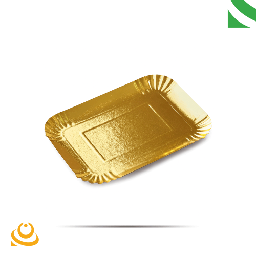 صحون كرتونية ذهبية مستطيل اوكي 17 حبة 240×180 mm