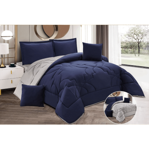 مفرش برايم هوم الفندقي – طقم 4 قطع وجهين (كحلي داك...