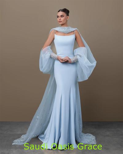 Blue jersey dress mermaid design
