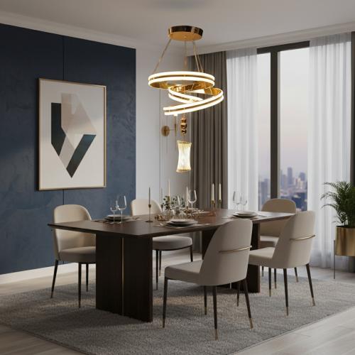 نجفة مودرن LED حلزونية ذهبية مع فانوس كريستال K-G-...