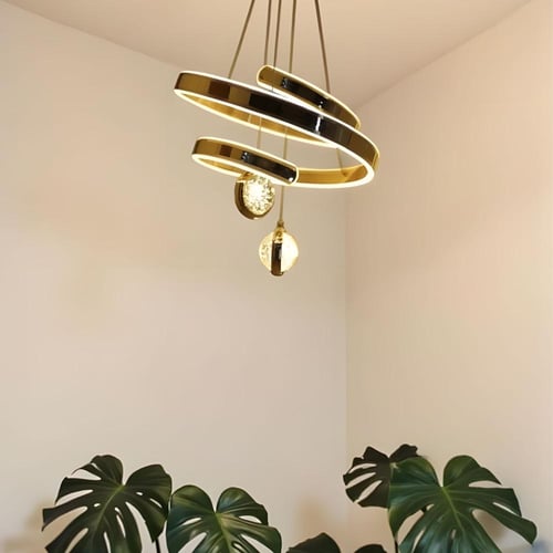 نجفة مودرن LED ذهبية بحلقات مزدوجة