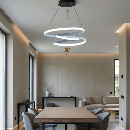 نجفة مودرن LED ثلاث دوائر حلزونية باللون الأبيض K-...