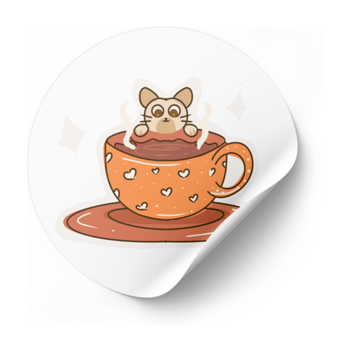 رسم رقمي قطة تحب القهوة منتج قابل لطباعة