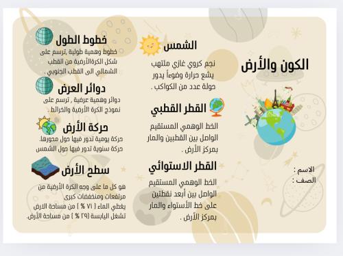 مطويه اول متوسط (الكون والأرض)