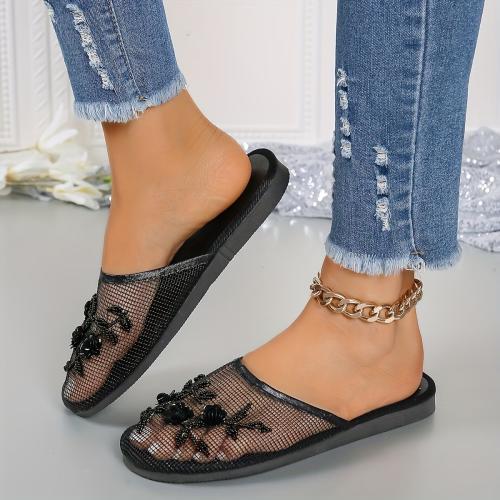 شباشب نسائية مصنوعة يدويًا بلون موحد ,شبكية خفيفة...